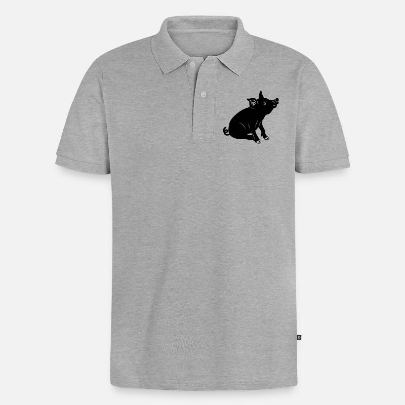Schweinssitz-Logo Schattenbild - Männer Premium Bio Polo Shirt - Grau meliert