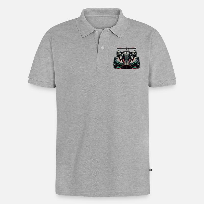 Extrem leistungsstarker, futuristischer, ultramoderner Rennwagen - Männer Premium Bio Polo Shirt - Grau meliert