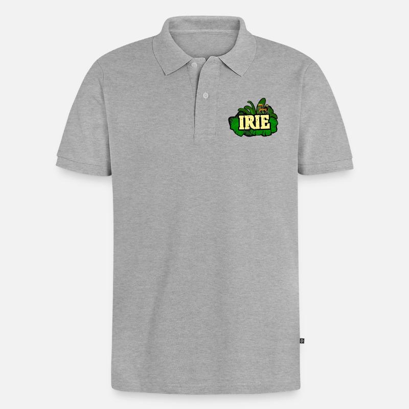 Reggae Irie - Männer Premium Bio Polo Shirt - Grau meliert