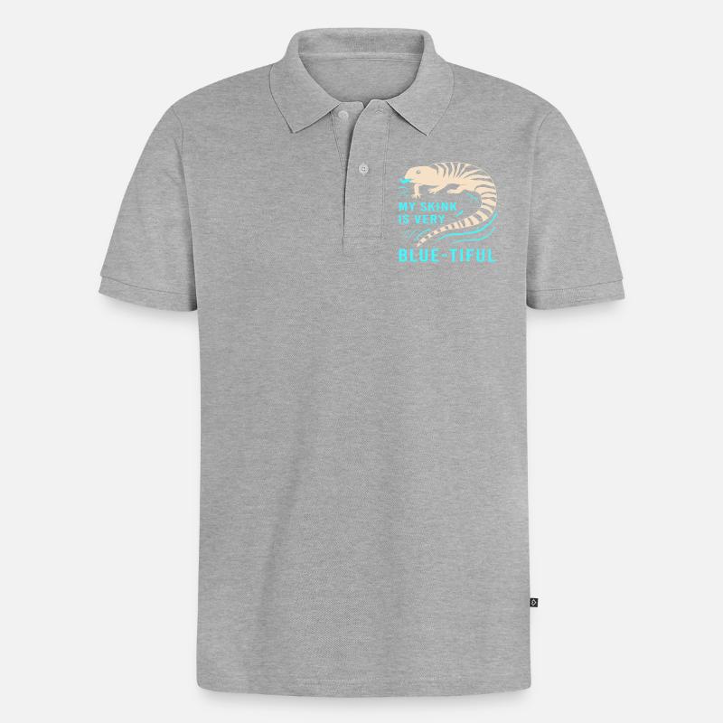 Eidechse - Männer Premium Bio Polo Shirt - Grau meliert