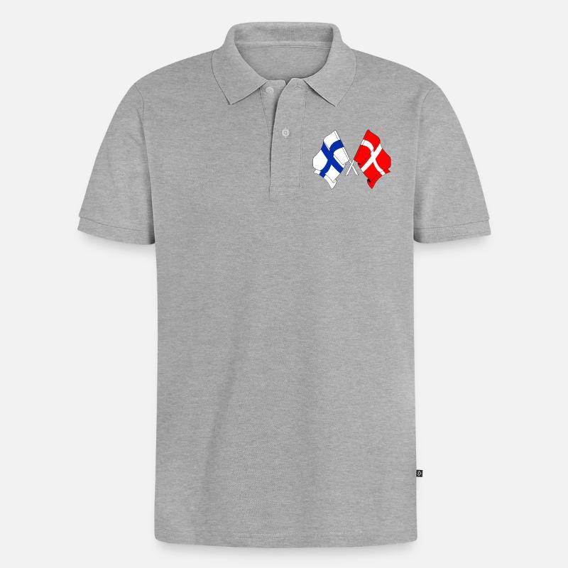 Drapeau Finlande, drapeau Danemark - Polo bio Premium Homme - gris chiné