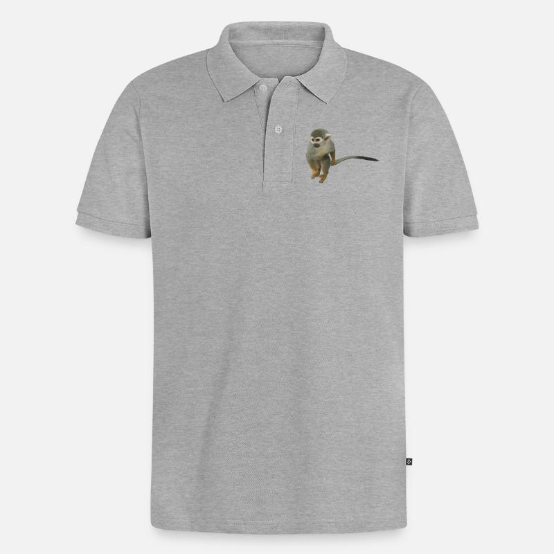 Affe - Männer Premium Bio Polo Shirt - Grau meliert