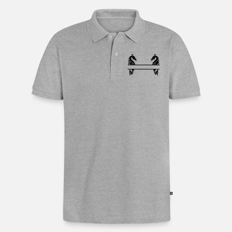 Wikinger zwei Drachen - Männer Premium Bio Polo Shirt - Grau meliert