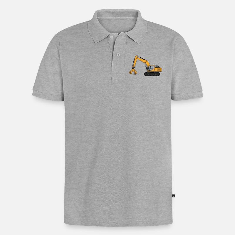 Bagger Baggerfahrer Baustelle  - Männer Premium Bio Polo Shirt - Grau meliert