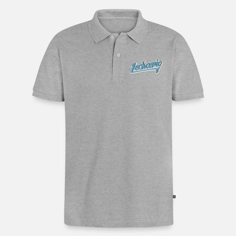 Leckomio - Lustiger Spruch - Eiscreme - Frech - Männer Premium Bio Polo Shirt - Grau meliert