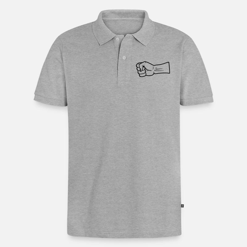 Fausthand Vektor - Männer Premium Bio Polo Shirt - Grau meliert