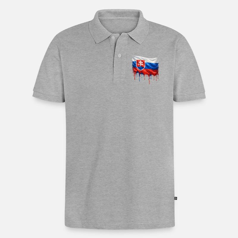 Flagge Slowakei Farbklecks - Männer Premium Bio Polo Shirt - Grau meliert