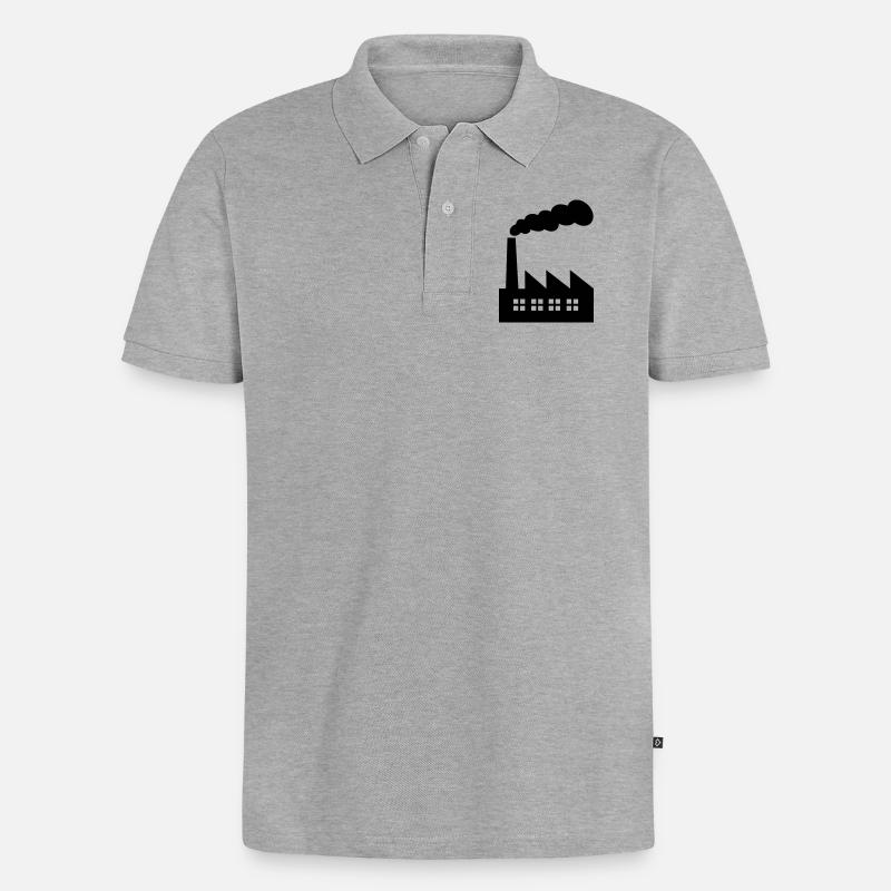 Fabrik mit Rauch - Männer Premium Bio Polo Shirt - Grau meliert