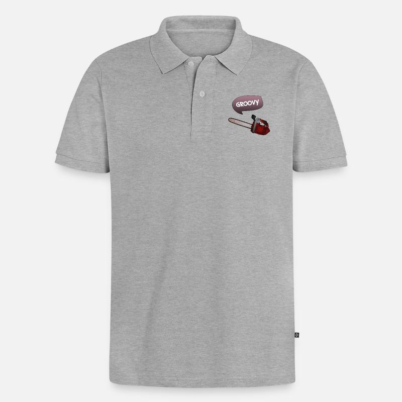 Evil dead - Groovy chains - Männer Premium Bio Polo Shirt - Grau meliert