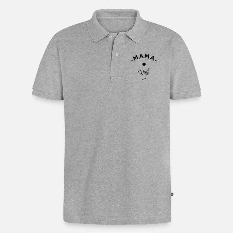 Mama wolf - - Polo bio Premium Homme - gris chiné