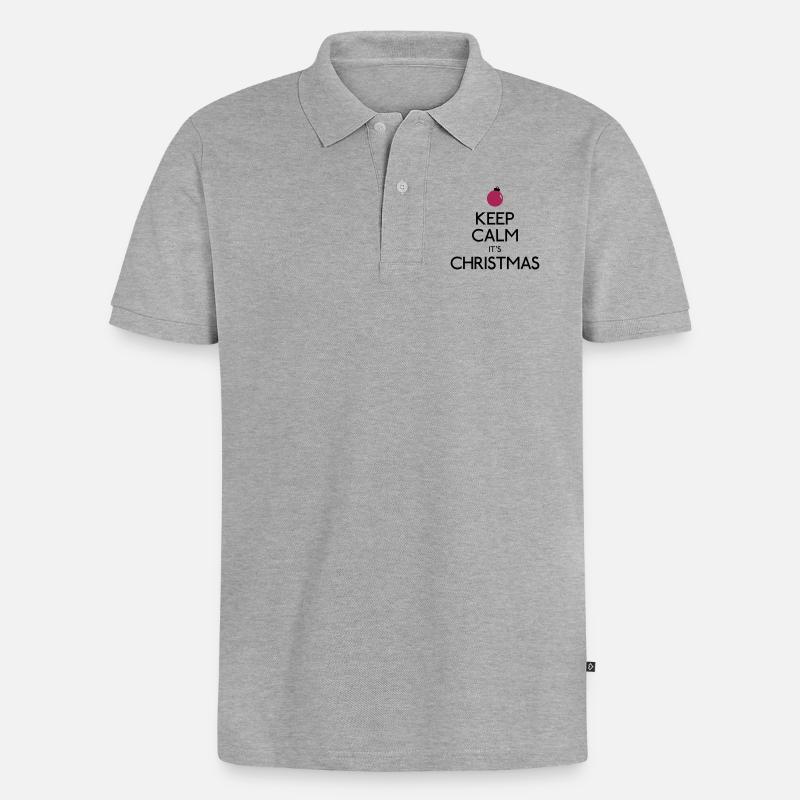 Keep Calm Christmas - Männer Premium Bio Polo Shirt - Grau meliert