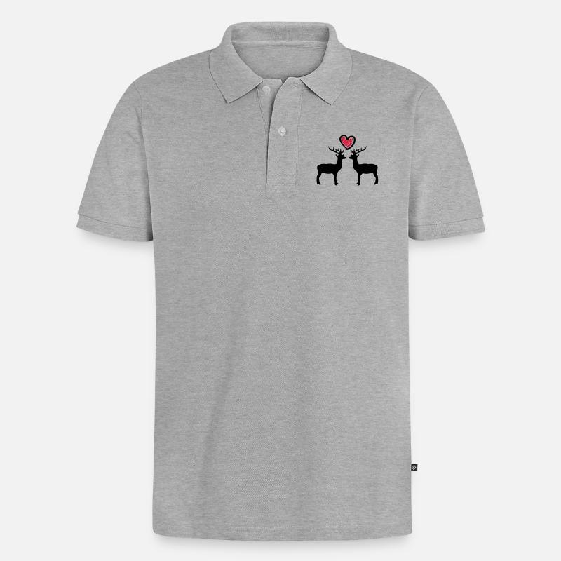 hirsch_love_c2 - Polo bio Premium Homme - gris chiné