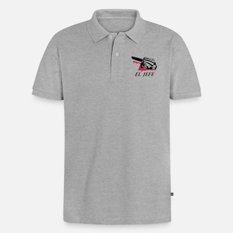 el jefe - Männer Premium Bio Polo Shirt - Grau meliert