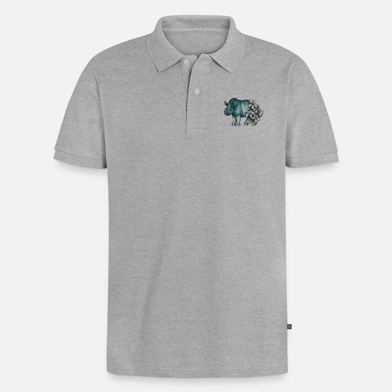 Java-Nashorn - Männer Premium Bio Polo Shirt - Grau meliert