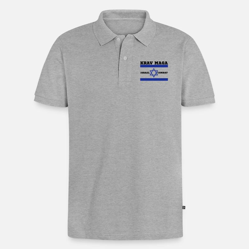 Krav Maga - Männer Premium Bio Polo Shirt - Grau meliert
