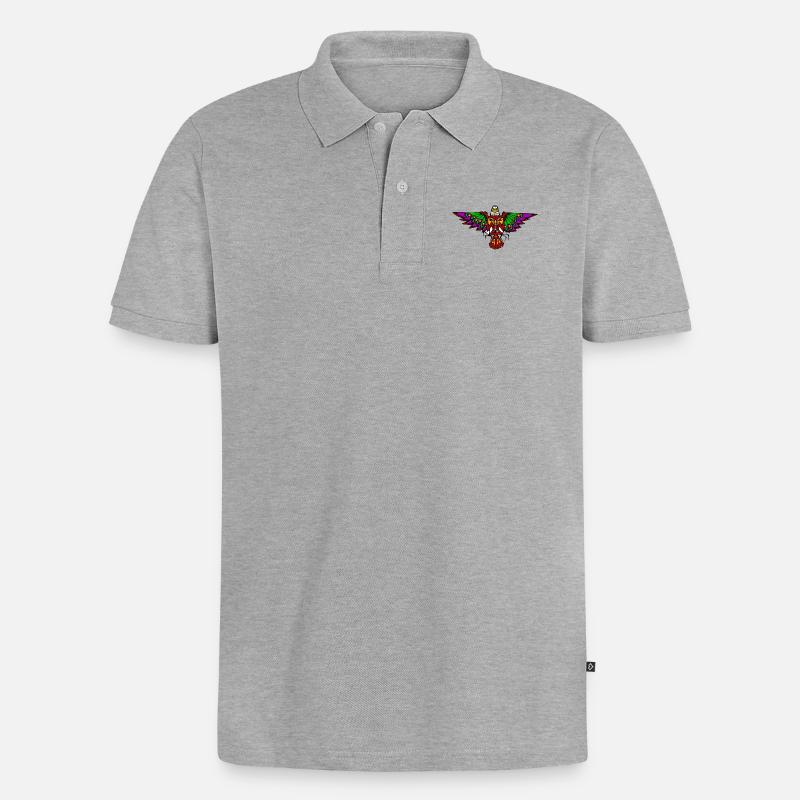 Tribal Eagle 3 - Männer Premium Bio Polo Shirt - Grau meliert