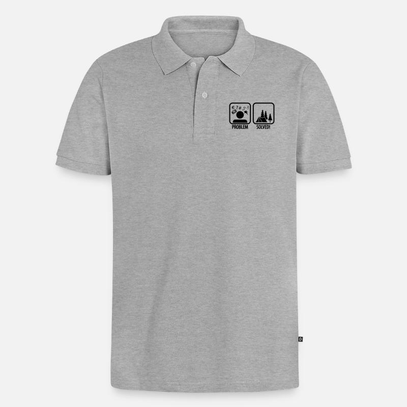 problem solved - camping - Männer Premium Bio Polo Shirt - Grau meliert