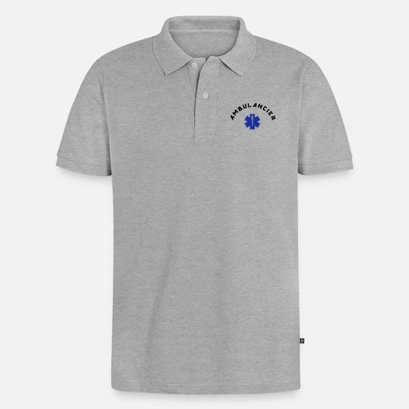 ambulancier logo 4 - Männer Premium Bio Polo Shirt - Grau meliert