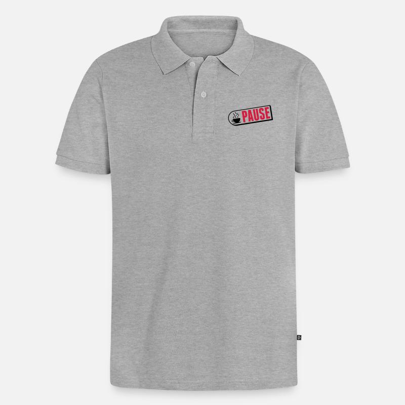 kaffee_pause_tm2 - Polo bio Premium Homme - gris chiné