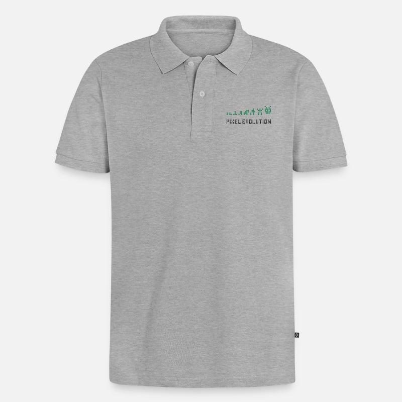 Pixel Evolution - Männer Premium Bio Polo Shirt - Grau meliert