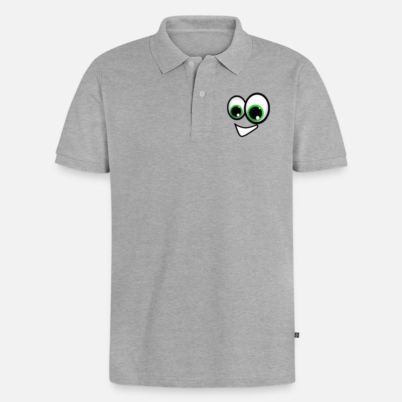 Gesicht Comic - Männer Premium Bio Polo Shirt - Grau meliert