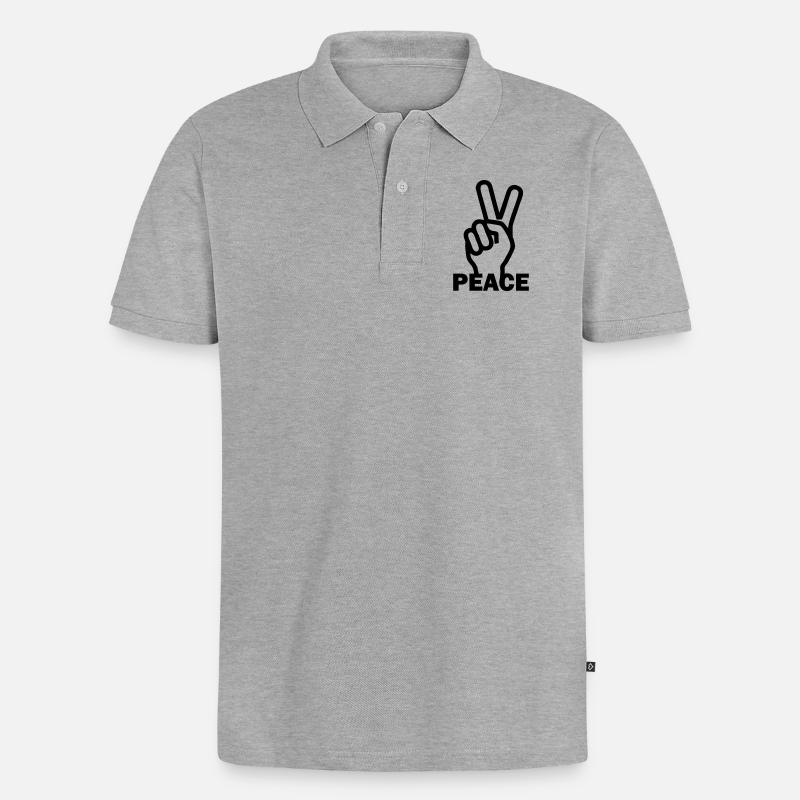 Vrede Frieden - Männer Premium Bio Polo Shirt - Grau meliert