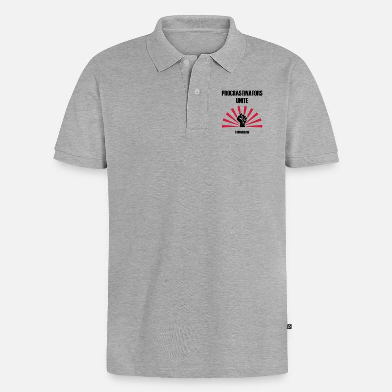Procrastinators unissent ... DEMAIN - Polo bio Premium Homme - gris chiné