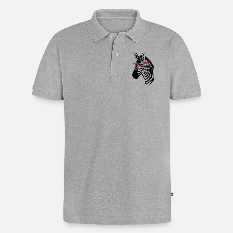 Zebra mit Brille - Männer Premium Bio Polo Shirt - Grau meliert