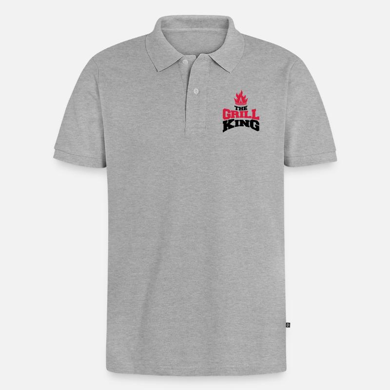 the grill king - Männer Premium Bio Polo Shirt - Grau meliert