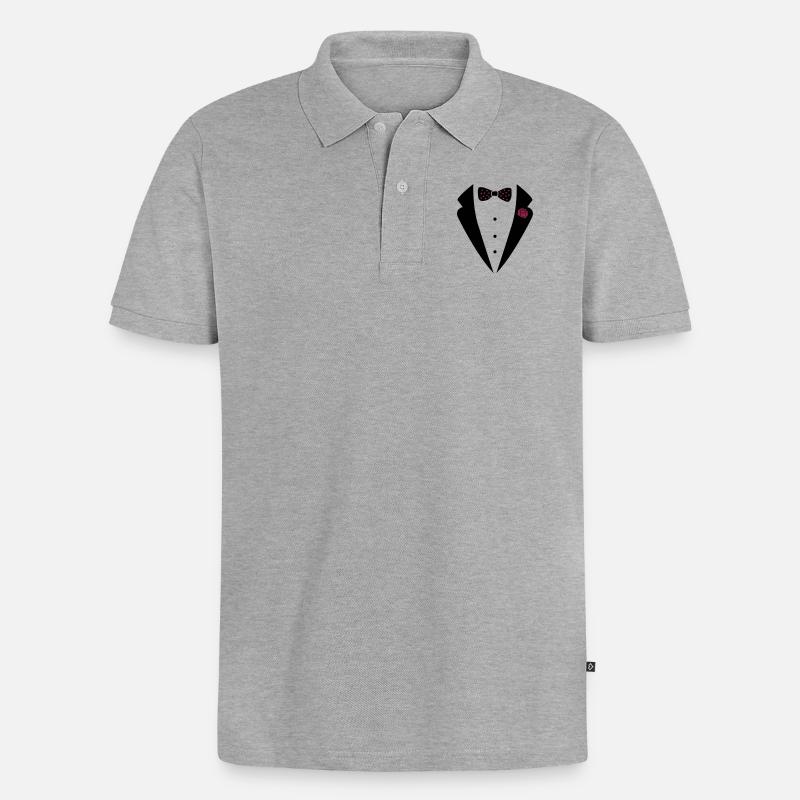 bow_tie_anzug_002 - Männer Premium Bio Polo Shirt - Grau meliert