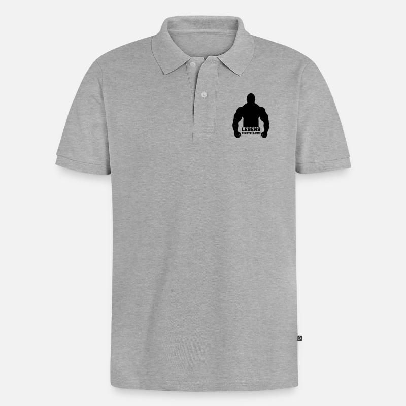 lebens_einstellung - Männer Premium Bio Polo Shirt - Grau meliert
