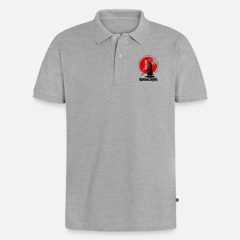 Samurai - Männer Premium Bio Polo Shirt - Grau meliert