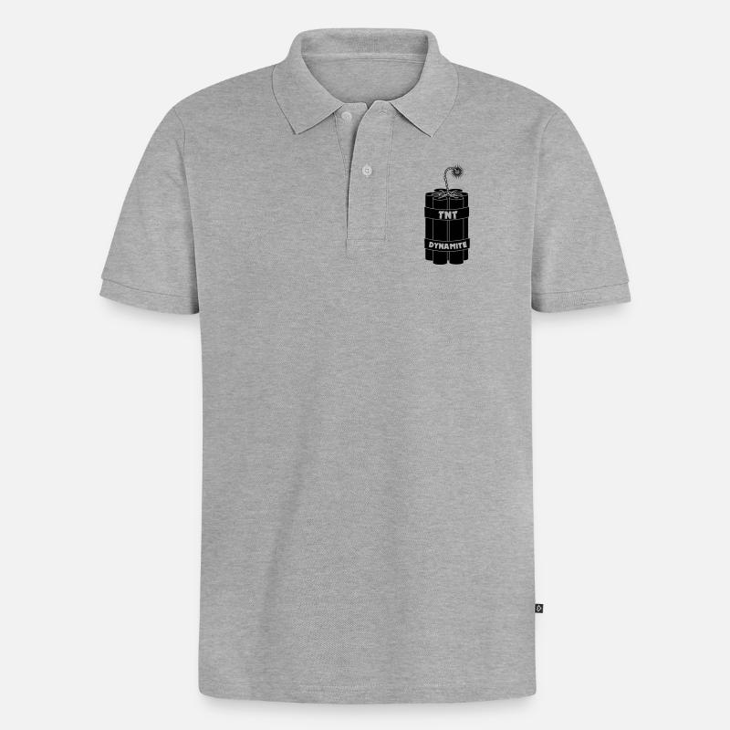 Sieben brennende Dynamitstangen - Männer Premium Bio Polo Shirt - Grau meliert