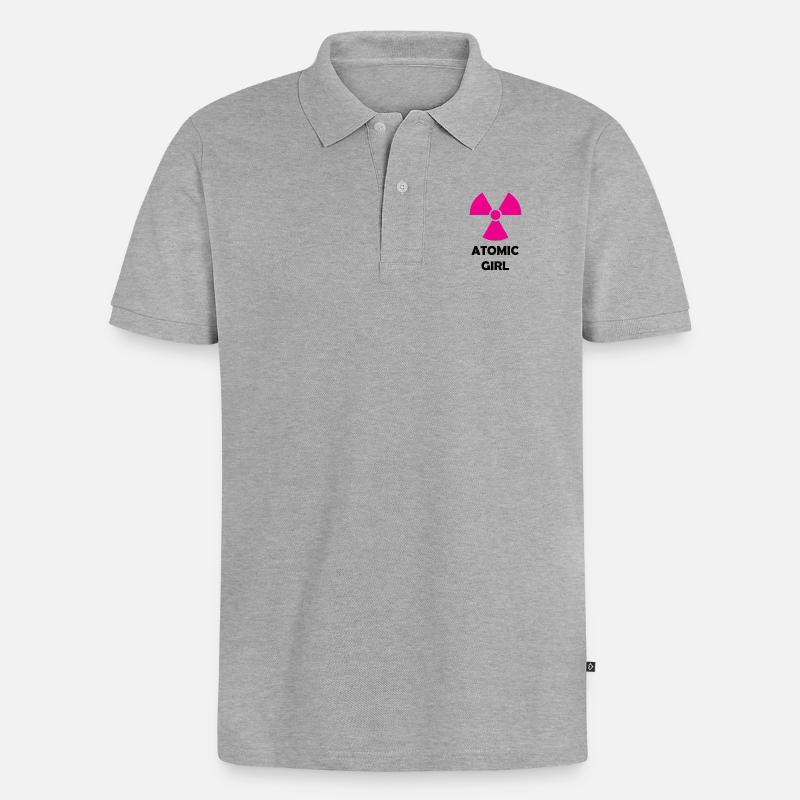 Atomic Mädchen - Männer Premium Bio Polo Shirt - Grau meliert