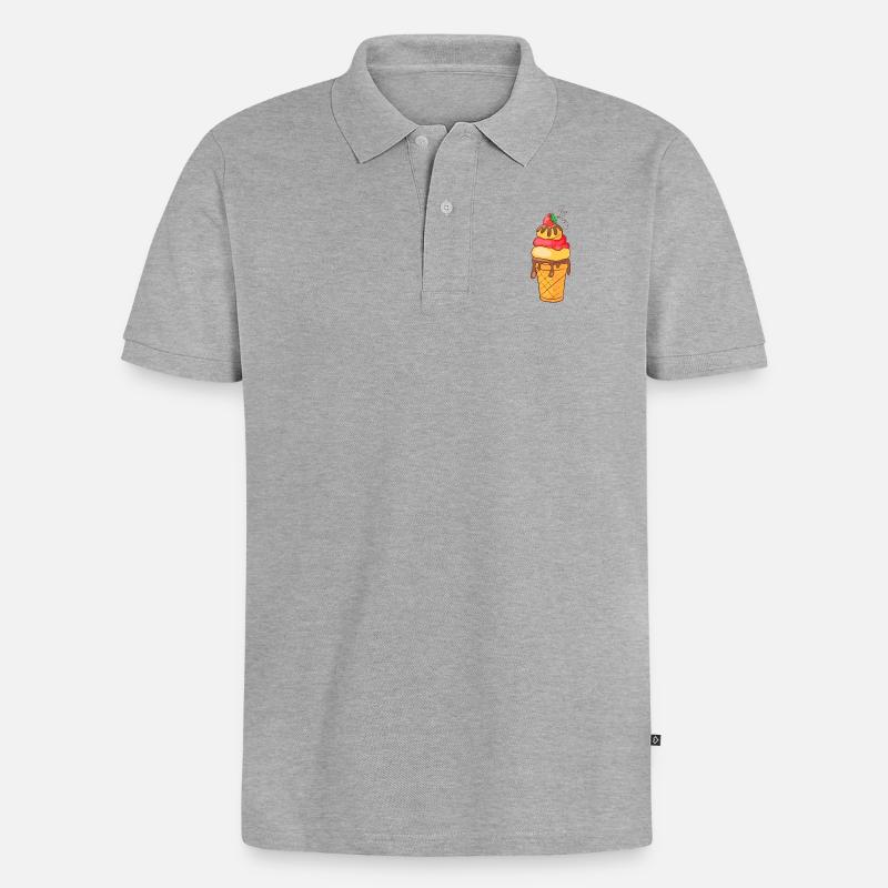 Crème glacée, crème glacée, crème glacée, crème glacée, boule, crème glacée, sundae - Polo bio Premium Homme - gris chiné