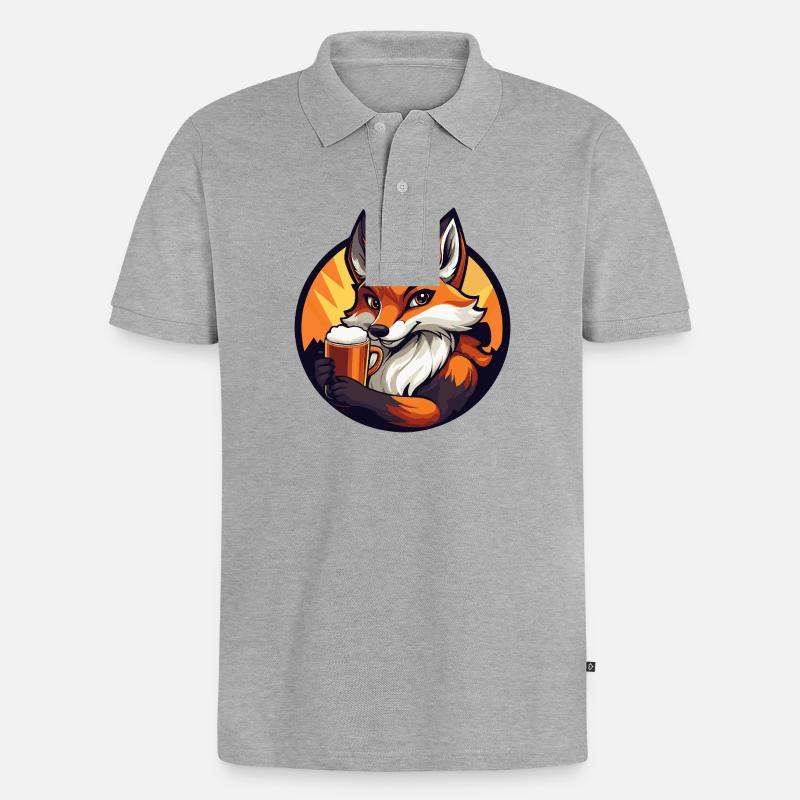 Fuchs Bier - Männer Premium Bio Polo Shirt - Grau meliert