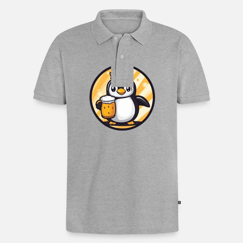 Pinguin Bier - Männer Premium Bio Polo Shirt - Grau meliert