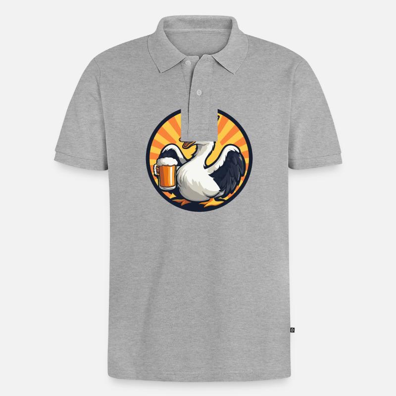 Gans Bier - Männer Premium Bio Polo Shirt - Grau meliert