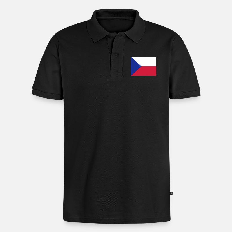 drapeau_republique_tcheque - Männer Premium Bio Polo Shirt - Schwarz