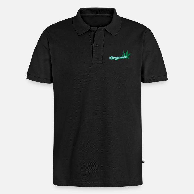 organic Hanfblatt - Männer Premium Bio Polo Shirt - Schwarz