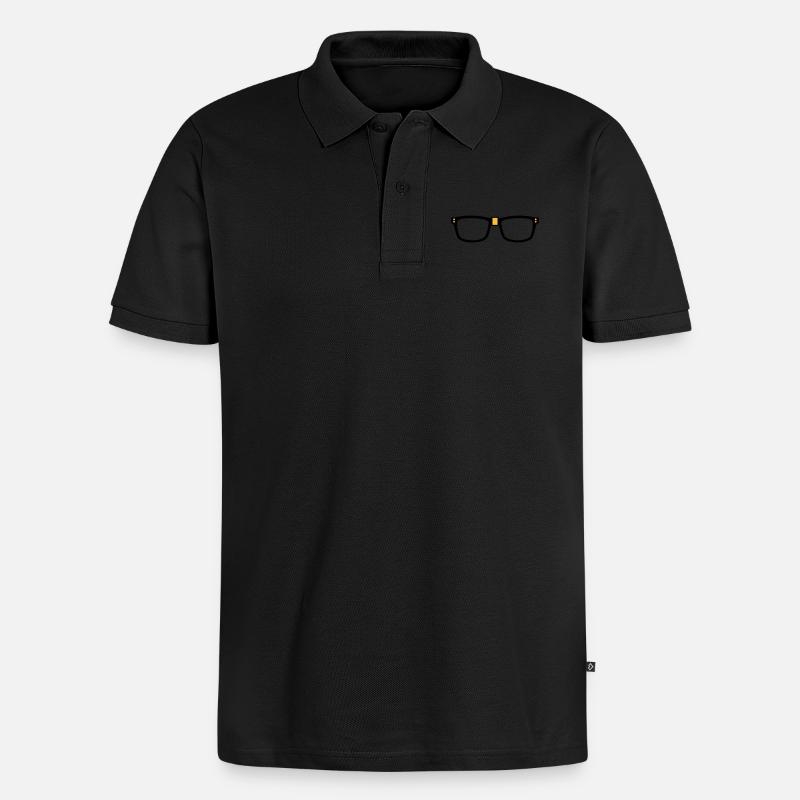Brille - Nerd - Männer Premium Bio Polo Shirt - Schwarz