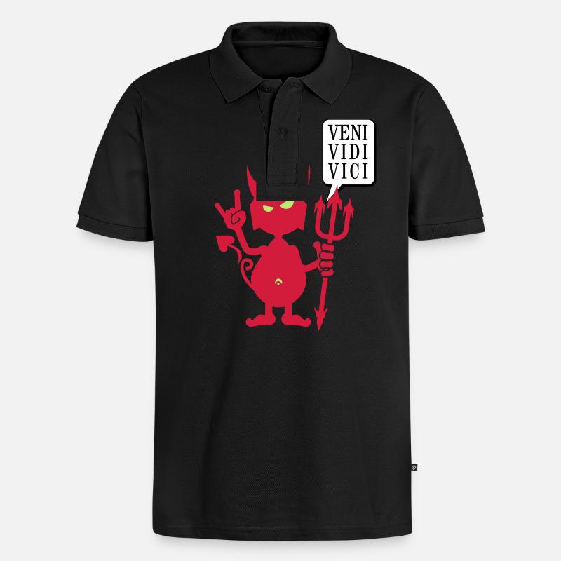 Teufel rocks / devil rocks (2c) - Männer Premium Bio Polo Shirt - Schwarz