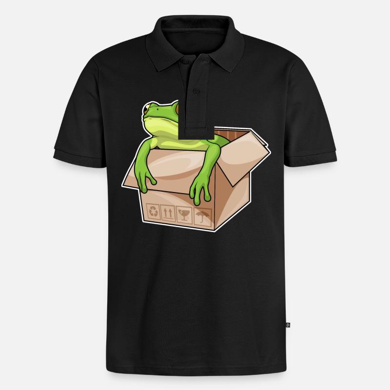 Frosch Karton - Männer Premium Bio Polo Shirt - Schwarz