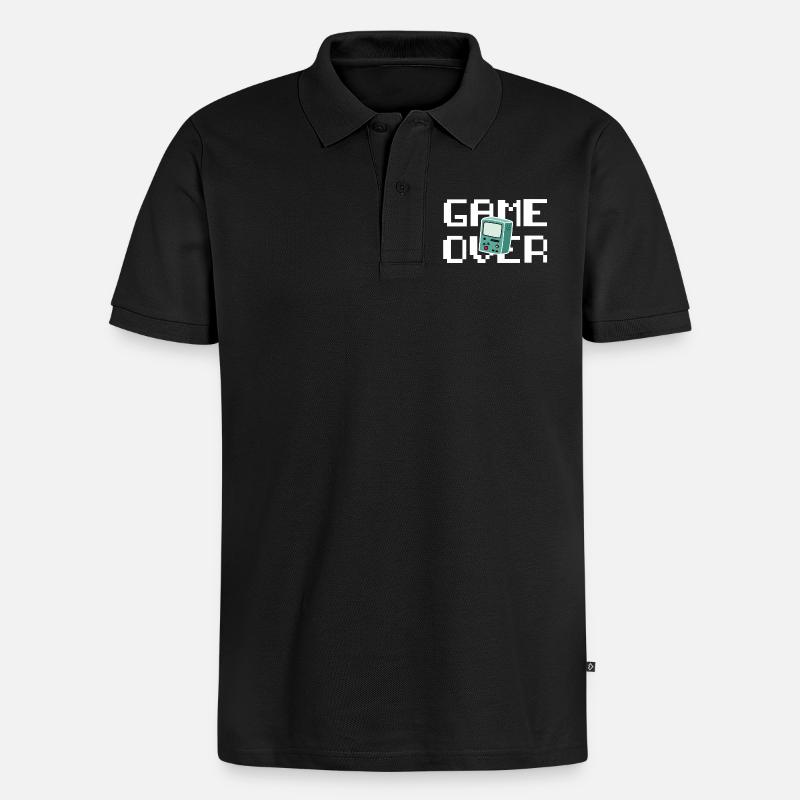 Game Over Retrogaming - Männer Premium Bio Polo Shirt - Schwarz