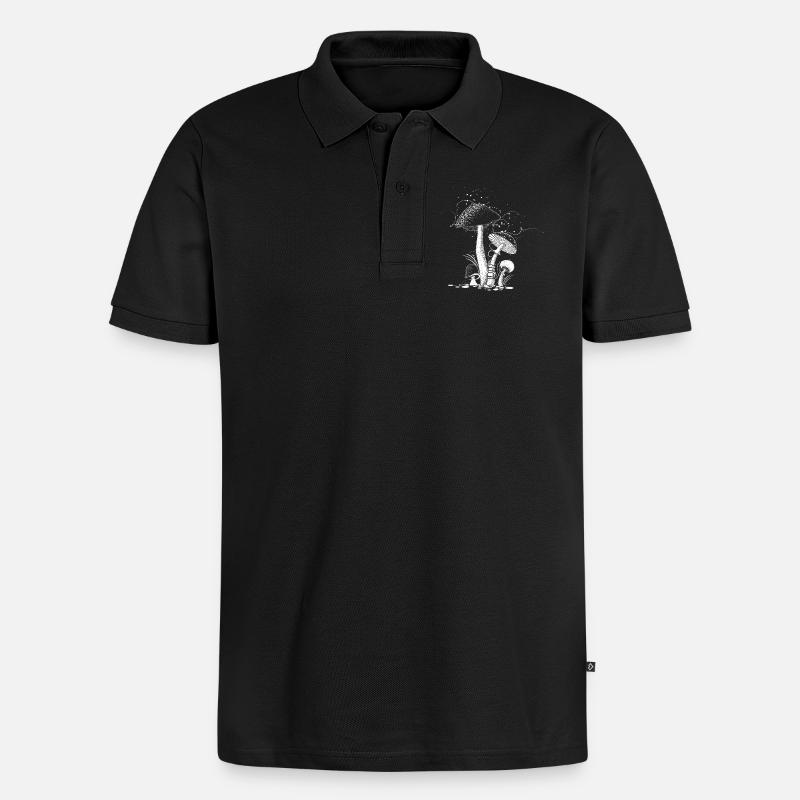 vier Pilze - MĂ€nner Premium Bio Polo Shirt - Schwarz