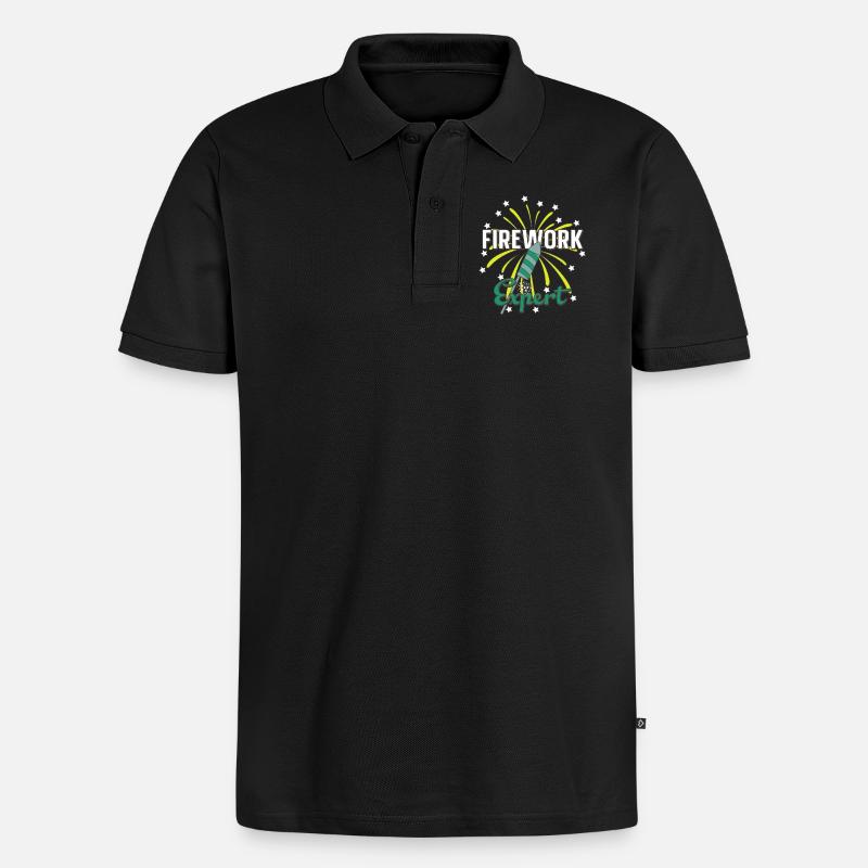 Firework Expert - Männer Premium Bio Polo Shirt - Schwarz