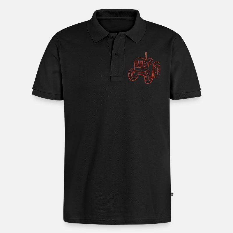 Rustikaler Traktor Silhouetten-Design - Männer Premium Bio Polo Shirt - Schwarz