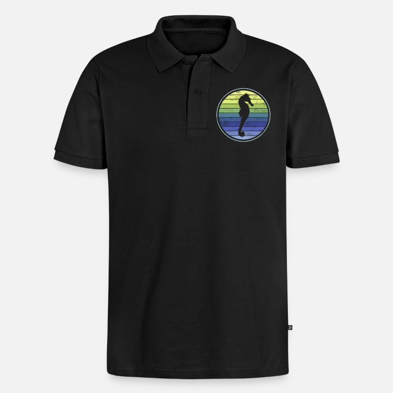 Seepferd Seepferdchen - Männer Premium Bio Polo Shirt - Schwarz