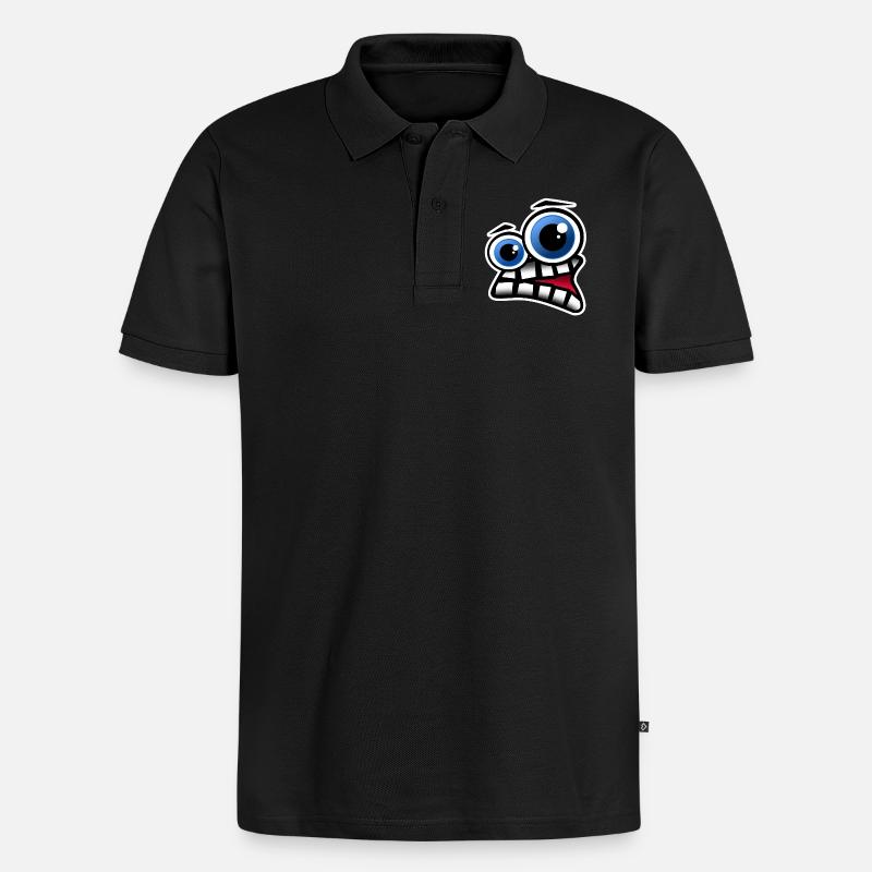 Gesicht Comic - Männer Premium Bio Polo Shirt - Schwarz