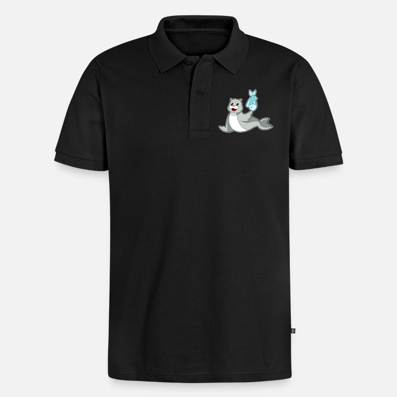 Poisson phoque - Polo bio Premium Homme - noir
